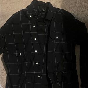 Banana Republic Black and White Checkered Casual Button Down Shirt